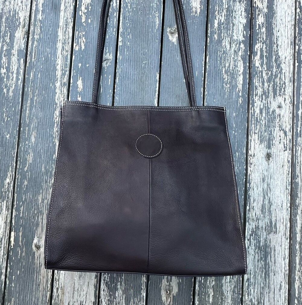 Piel 100% Leather Burgundy Brown Tote Shoulder Bag Made in Columbia
